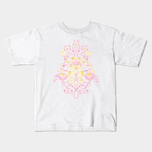 Damask Rose Motif Kids T-Shirt